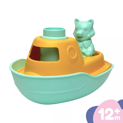 Jouet de Bain, Bateau 2 en 1 et Figurine, Plastique Recyclé, Cadeau Noël, Enfants 1 An