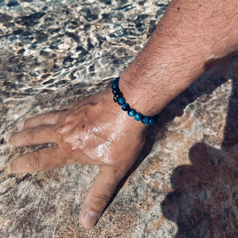 Bracelet homme en œil de tigre fleuve