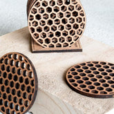 Dessous de verre Hex - Minimum design - bois biocourcé Made in france