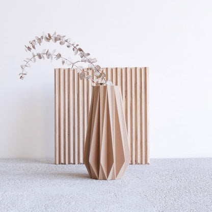 Vase en bois naturel pour fleurs séchées Origami - Écoresponsable et made in france - cadeau fête des mères