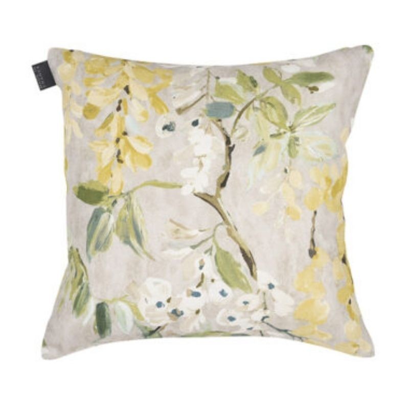 Coussin carré biface - collection Sauvelade écru / Fleurs - Artiga