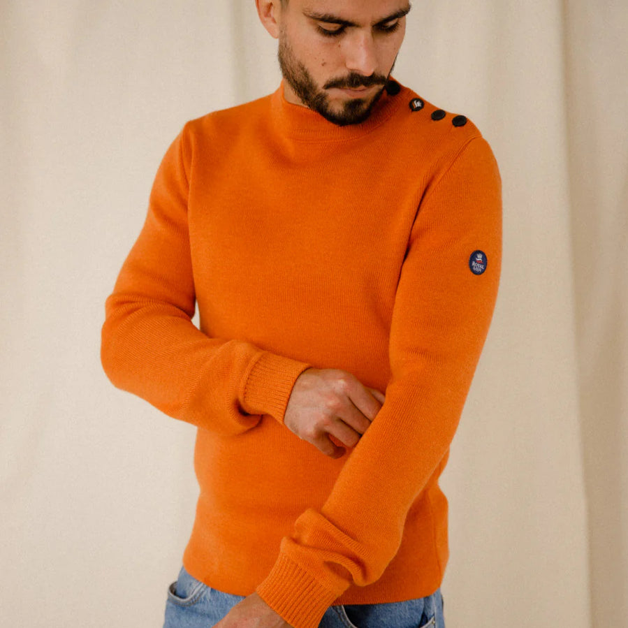 Pull marin uni 100% laine vierge ADRIAN abricot