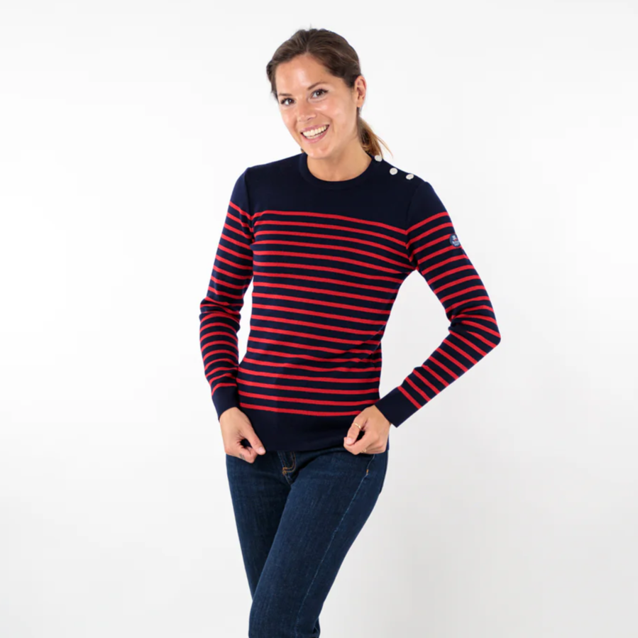 Pull marin rayé KLASEL F1 bleu marine rouge