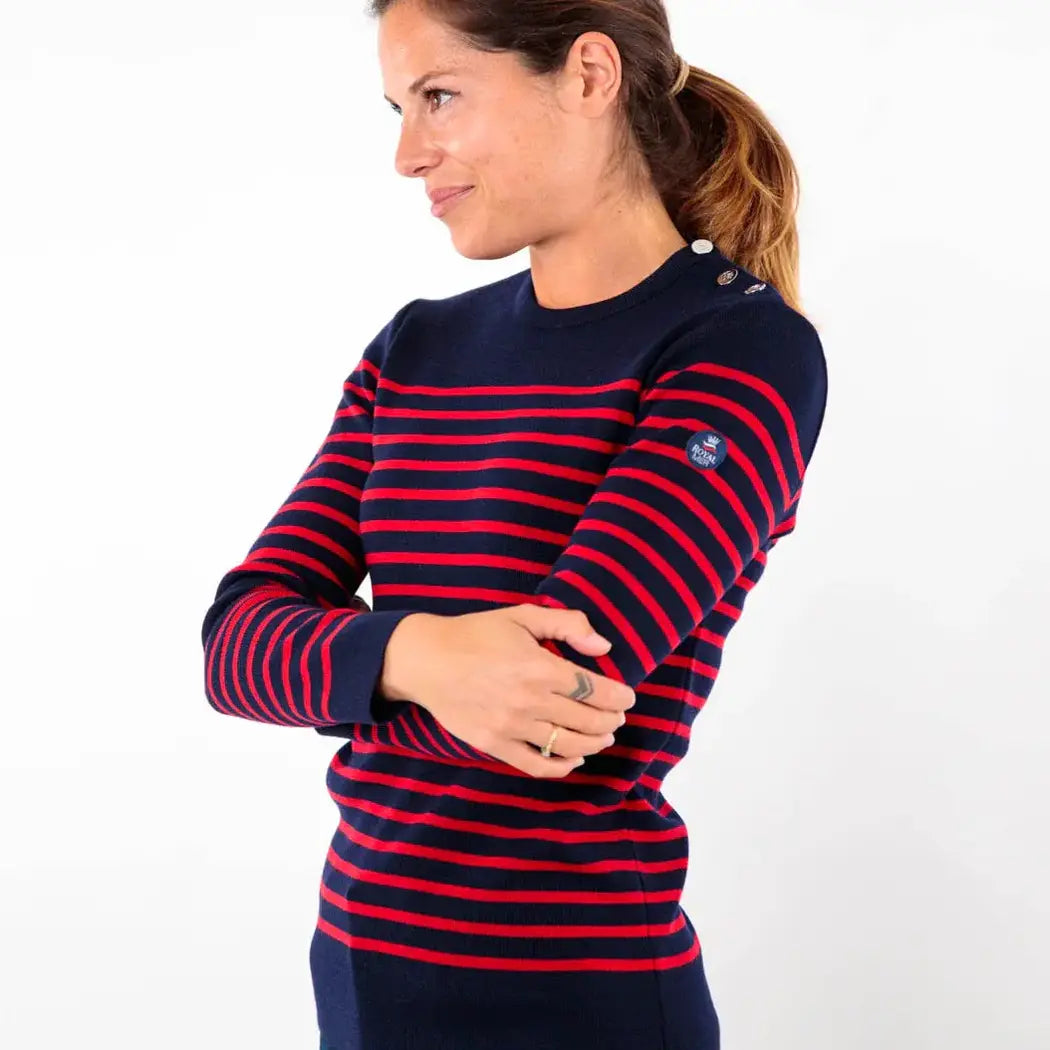 Pull marin rayé KLASEL F1 bleu marine rouge