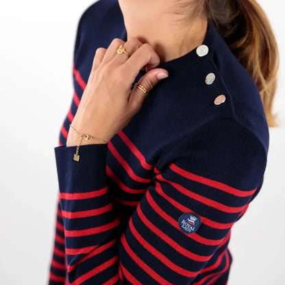 Pull marin rayé KLASEL F1 bleu marine rouge ROYAL MER Mode
