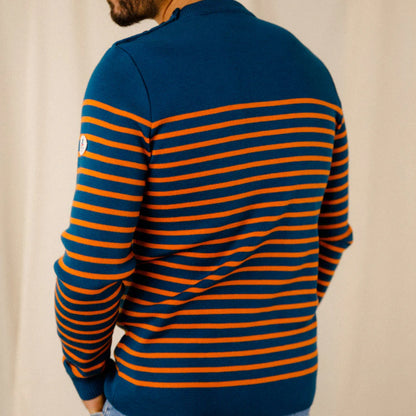 Pull marin rayé Abricots Bleu Marine KLASEL H1