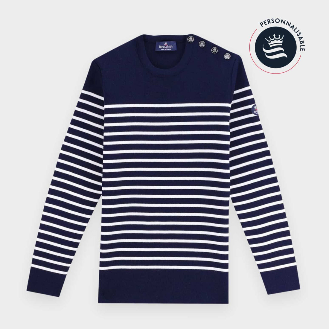 Pull marin rayé KLASEL F1 Bleu marine/ Ecru