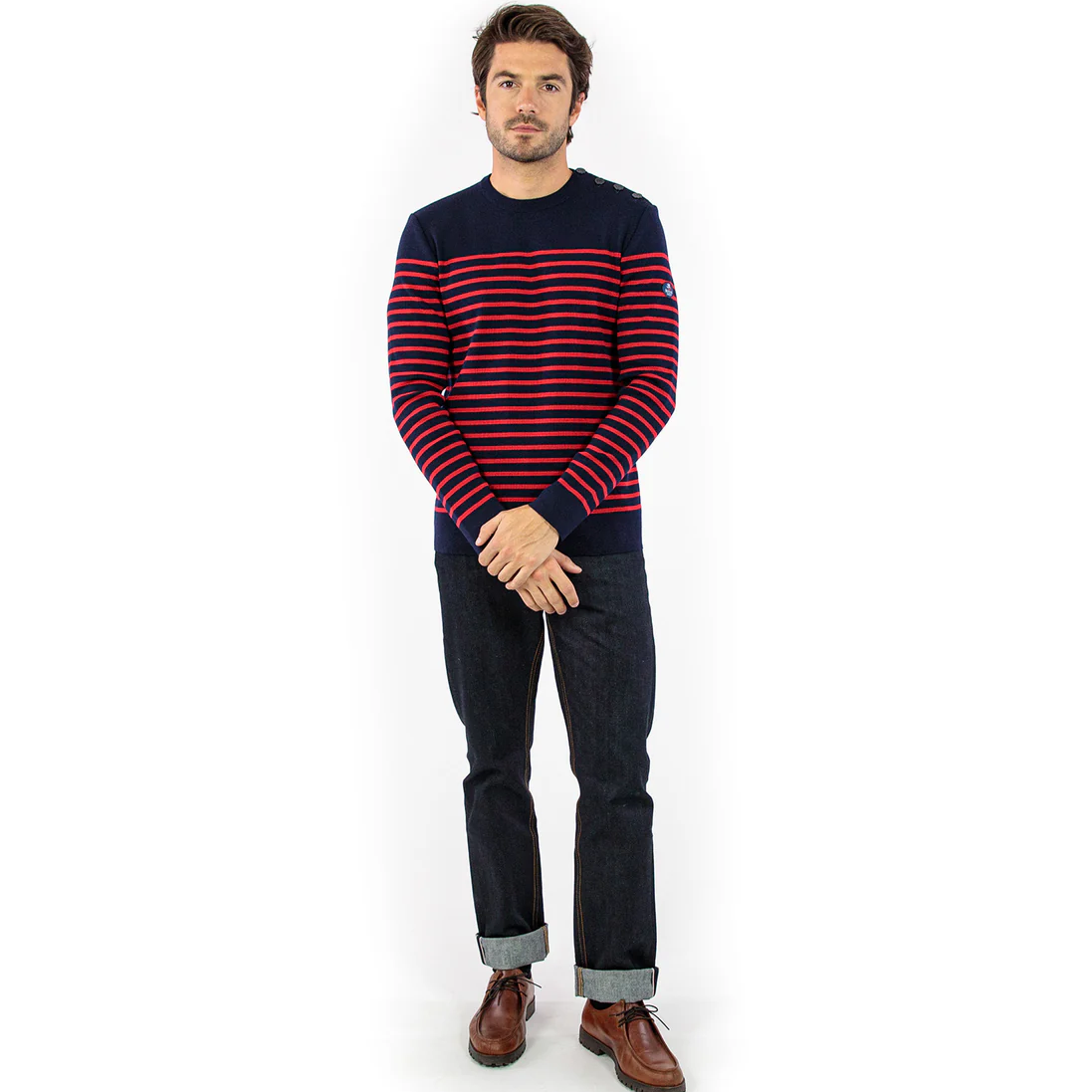 Pull marin rayé KLASEL H1 bleu marine rouge