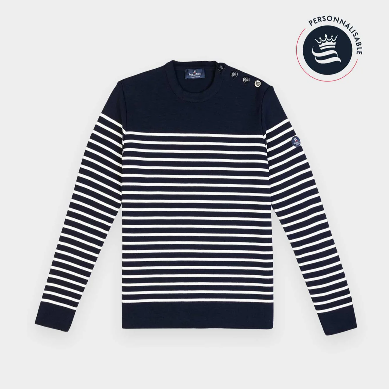 Pull marin rayé KLASEL H1 bleu marine écru