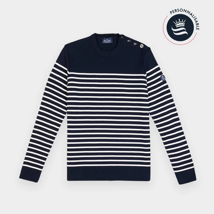 Pull marin rayé KLASEL H1 bleu marine écru