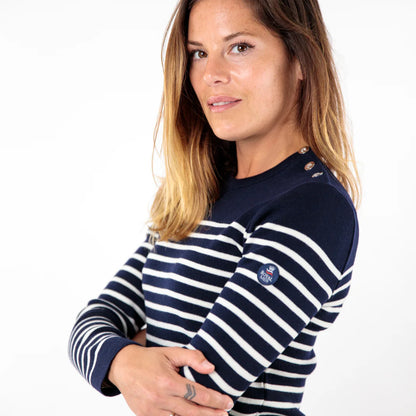 Pull marin rayé KLASEL F1  Bleu marine/ Ecru