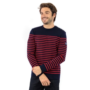 Pull marin rayé KLASEL H1 bleu marine rouge