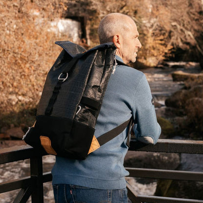 Sac à dos Dinghy Noir et cuir moutarde